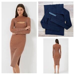 NEW House of Harlow 1960 black rib cutout dress small